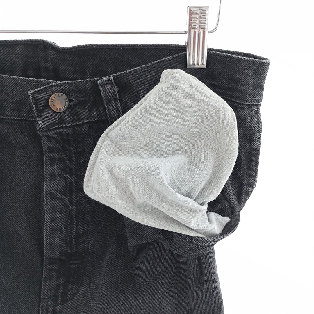 Rustler Black Denim Straight Denim Pants for Men, W30 equivalent cotton black type Vintage Second Hand