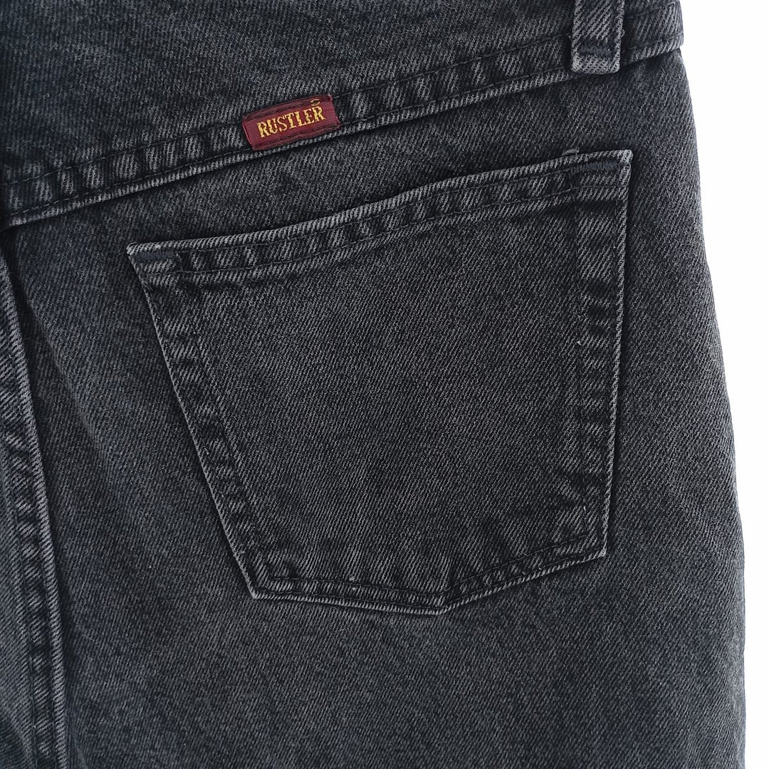 Rustler Black Denim Straight Denim Pants for Men, W30 equivalent cotton black type Vintage Second Hand