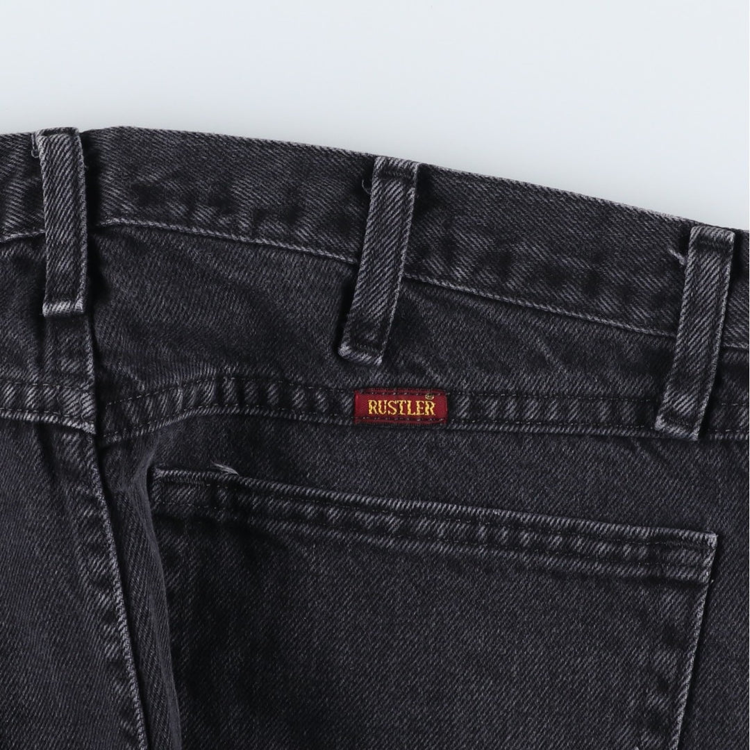 Rustler Black Denim Straight Denim Pants for Men, W33 equivalent cotton black type Vintage Second Hand