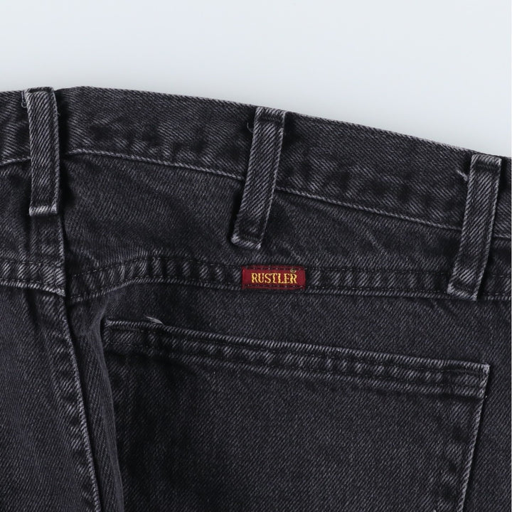 Rustler Black Denim Straight Denim Pants for Men, W33 equivalent cotton black type Vintage Second Hand