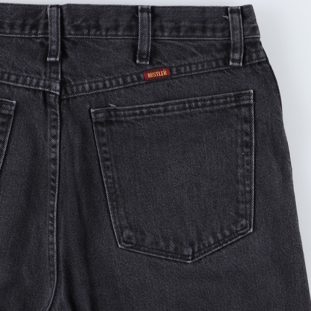 Rustler Black Denim Straight Denim Pants for Men, W33 equivalent cotton black type Vintage Second Hand