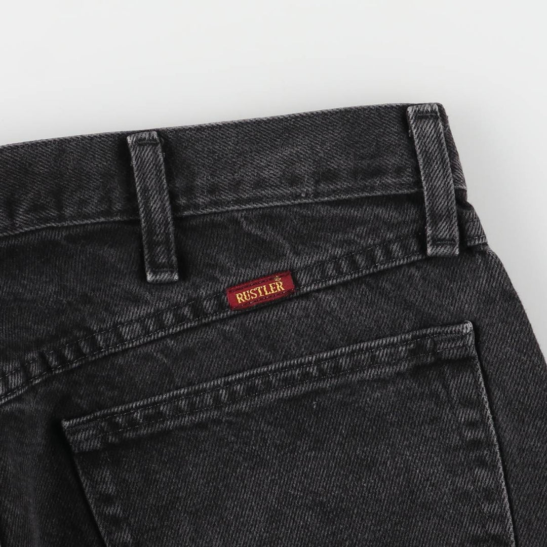 Rustler Black Denim Straight Denim Pants for Men, W34 equivalent cotton black type Vintage Second Hand