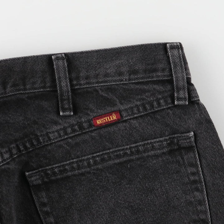 Rustler Black Denim Straight Denim Pants for Men, W34 equivalent cotton black type Vintage Second Hand