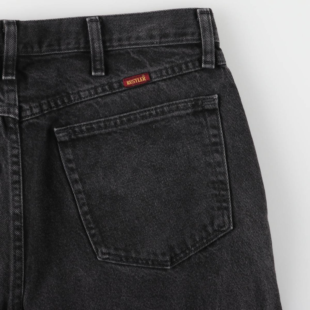 Rustler Black Denim Straight Denim Pants for Men, W34 equivalent cotton black type Vintage Second Hand