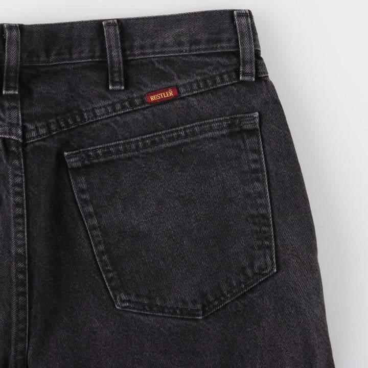 Rustler Black Denim Straight Denim Pants for Men, W34 equivalent cotton black type Vintage Second Hand