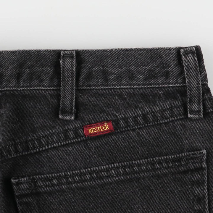 Rustler Black Denim Straight Denim Pants for Men, W33 equivalent cotton black type Vintage Second Hand