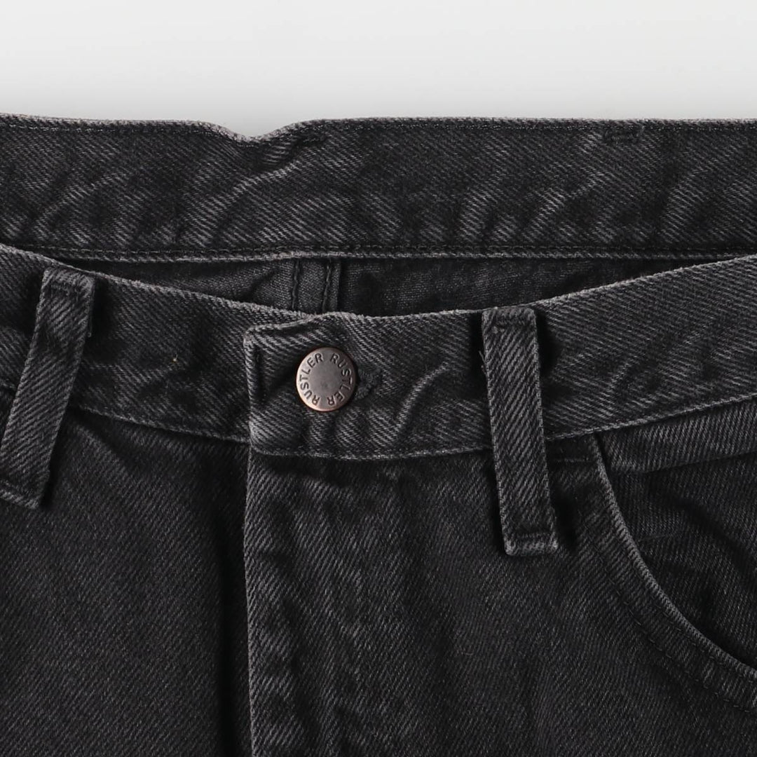 Rustler Black Denim Straight Denim Pants for Men, W33 equivalent cotton black type Vintage Second Hand