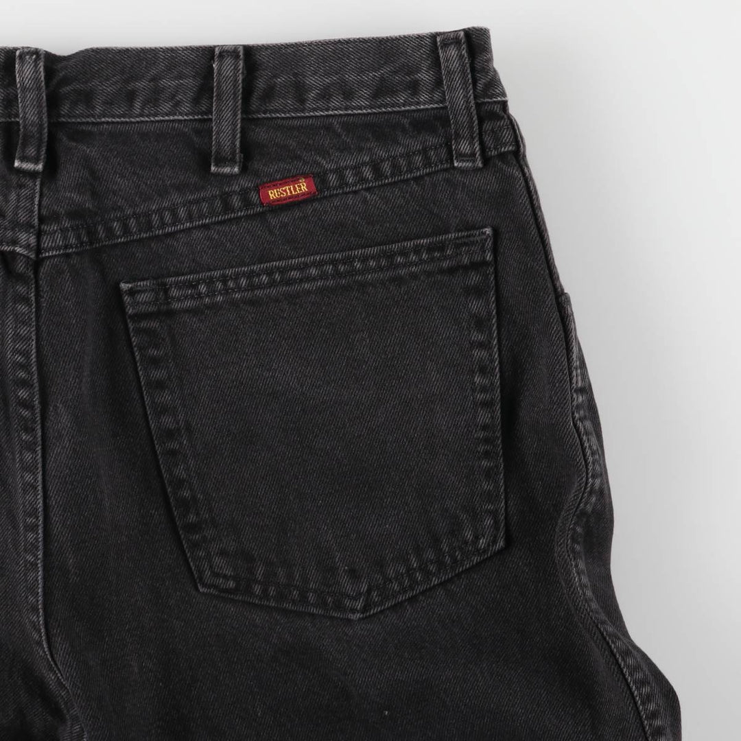 Rustler Black Denim Straight Denim Pants for Men, W33 equivalent cotton black type Vintage Second Hand