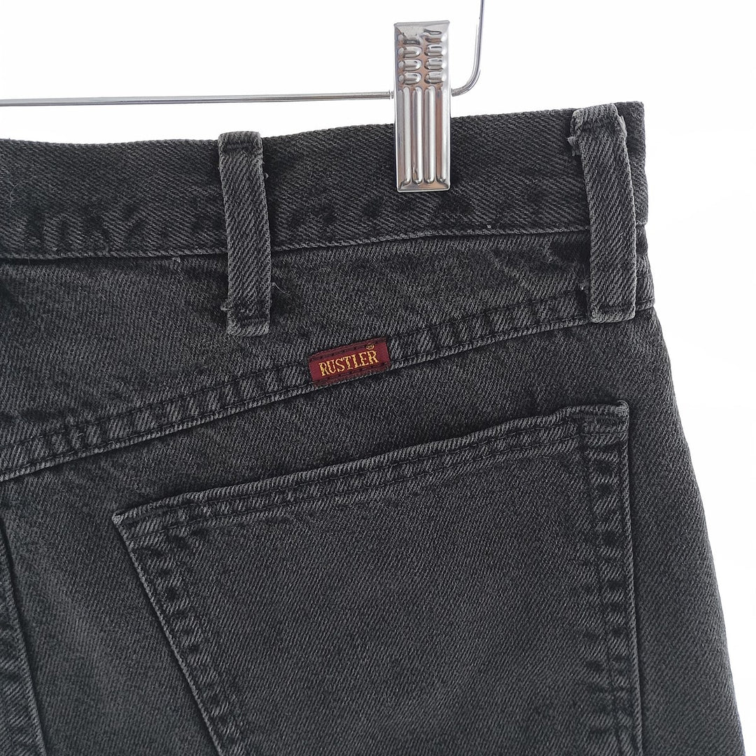 Rustler Black Denim Straight Denim Pants for Men, W33 equivalent cotton black type Vintage Second Hand