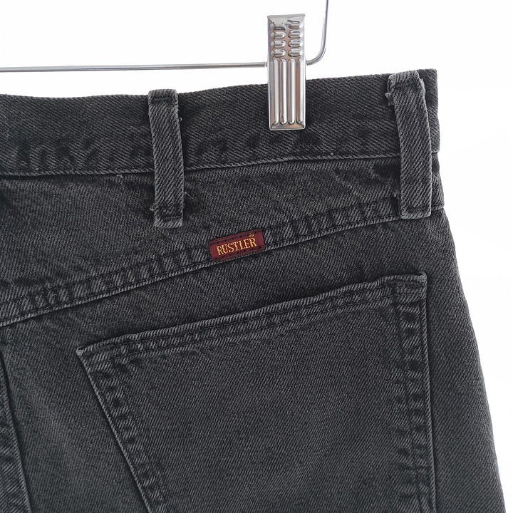 Rustler Black Denim Straight Denim Pants for Men, W33 equivalent cotton black type Vintage Second Hand