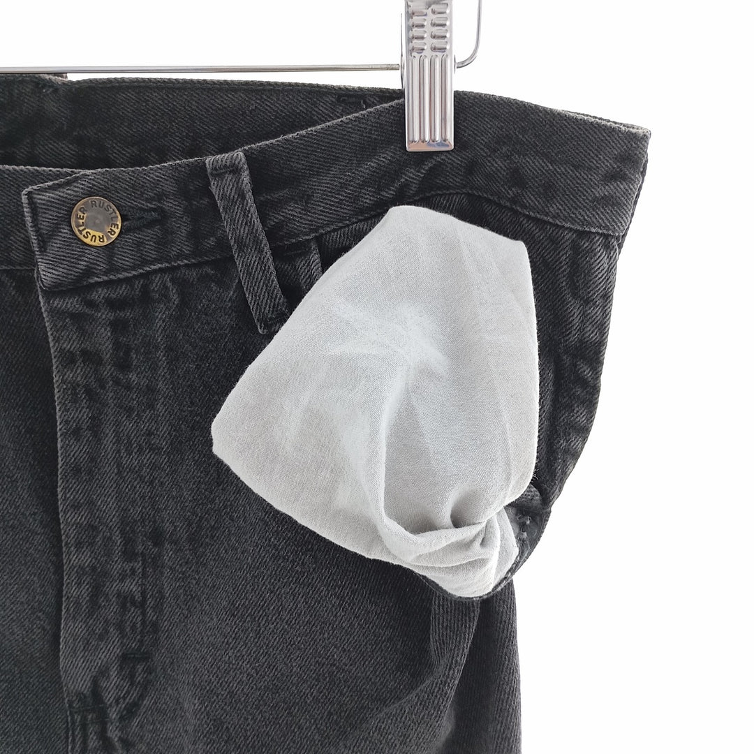 Rustler Black Denim Straight Denim Pants for Men, W33 equivalent cotton black type Vintage Second Hand