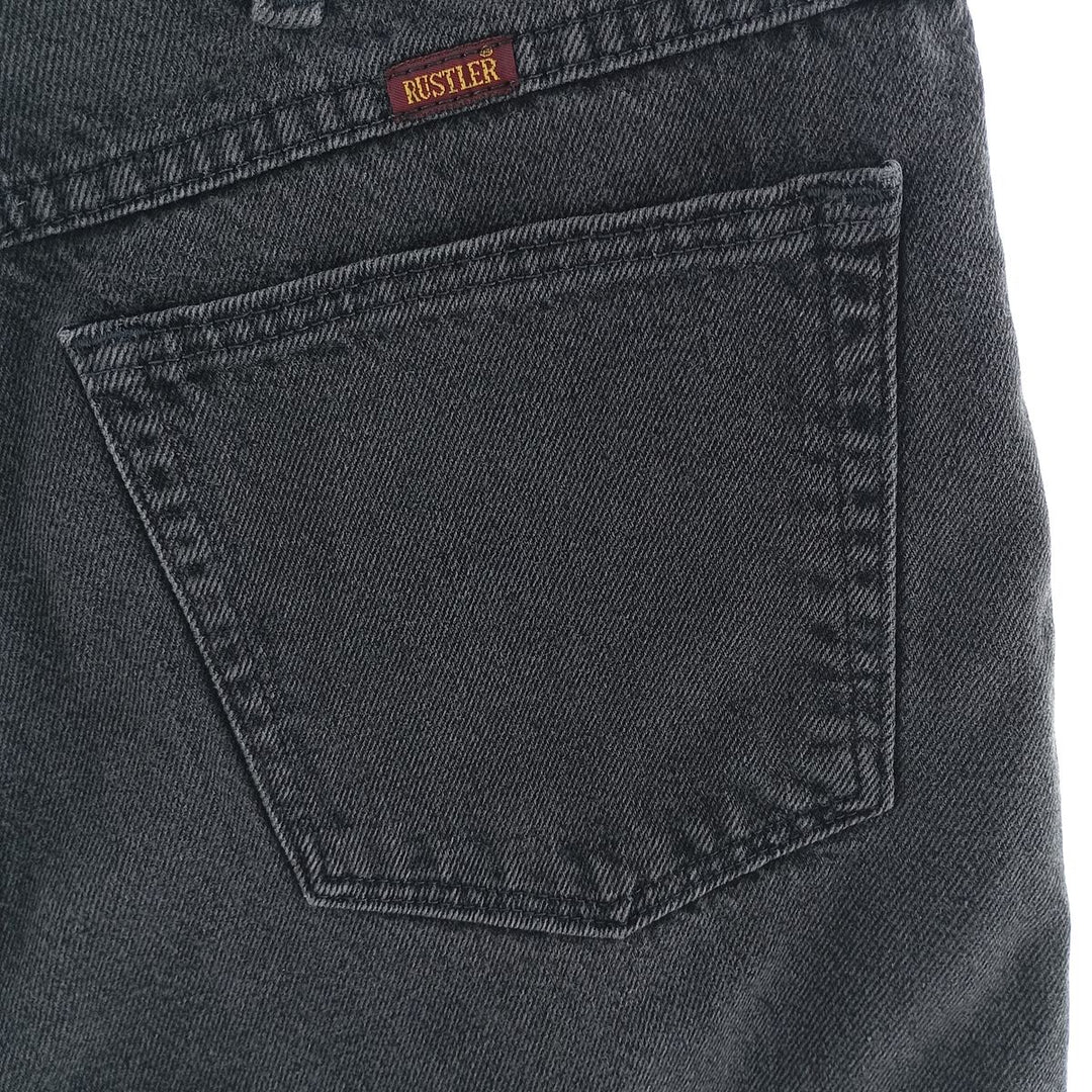 Rustler Black Denim Straight Denim Pants for Men, W33 equivalent cotton black type Vintage Second Hand