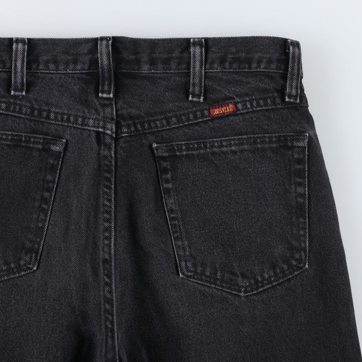 Rustler Black Denim Straight Denim Pants for Men, W30 equivalent cotton black type Vintage Second Hand