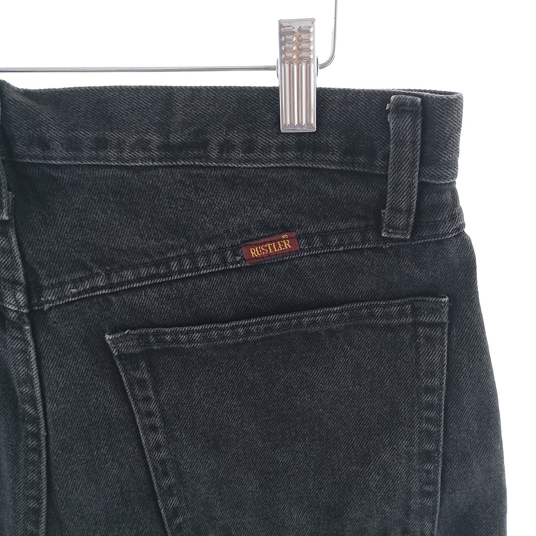 Rustler Black Denim Straight Denim Pants for Men, W33 equivalent cotton black type Vintage Second Hand