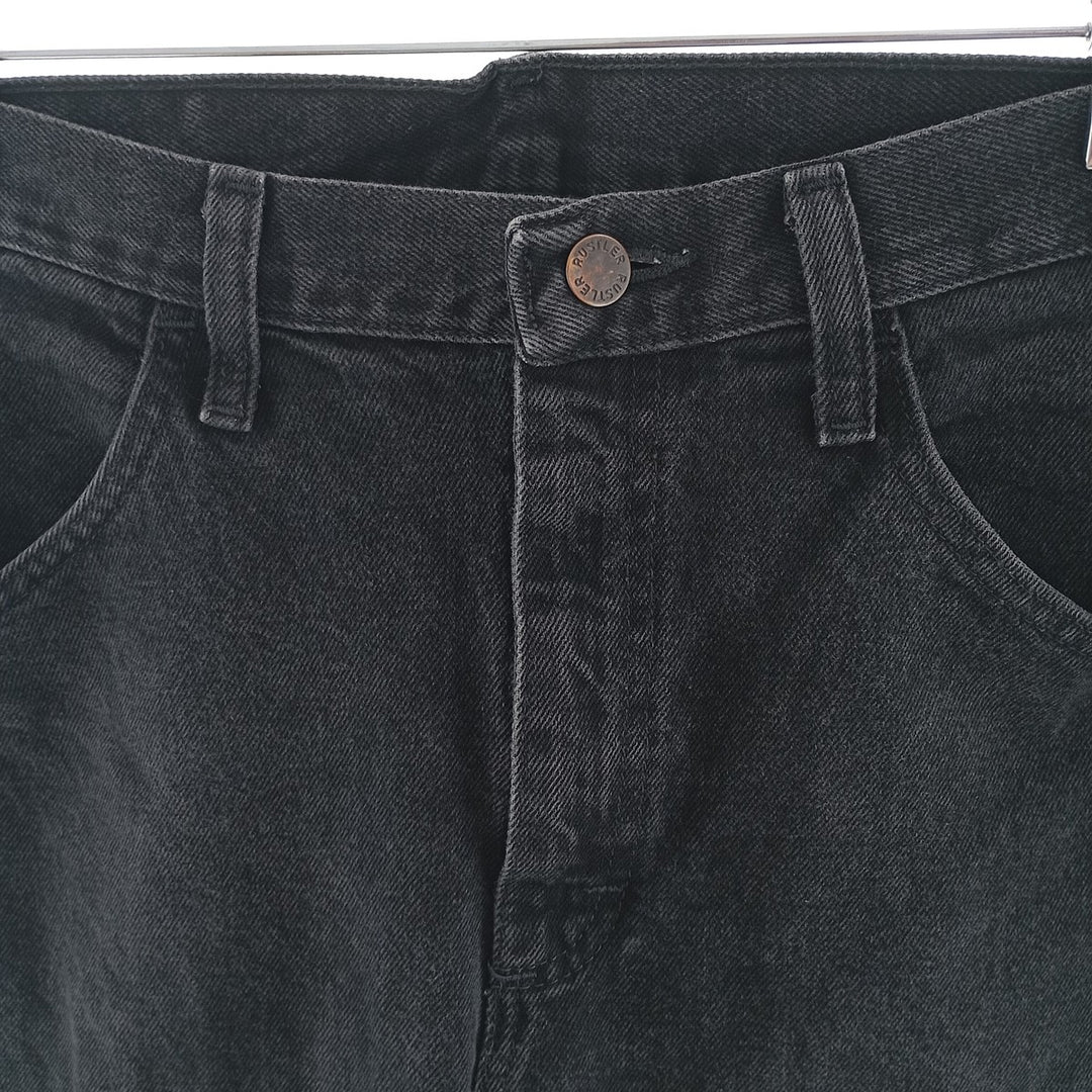 Rustler Black Denim Straight Denim Pants for Men, W33 equivalent cotton black type Vintage Second Hand