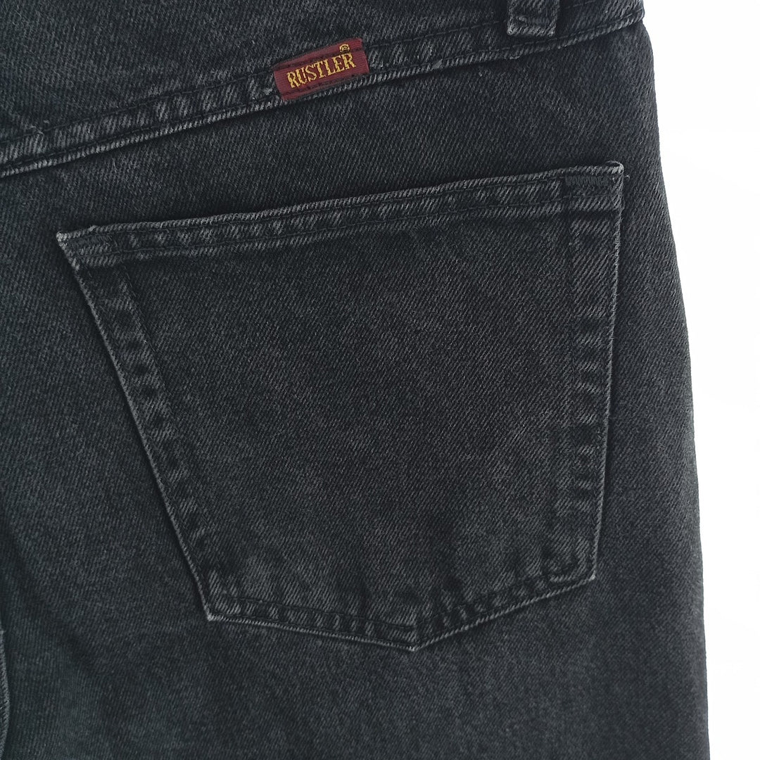 Rustler Black Denim Straight Denim Pants for Men, W33 equivalent cotton black type Vintage Second Hand