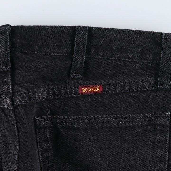 Rustler Black Denim Straight Denim Pants for Men, W31 equivalent cotton black type Vintage Second Hand