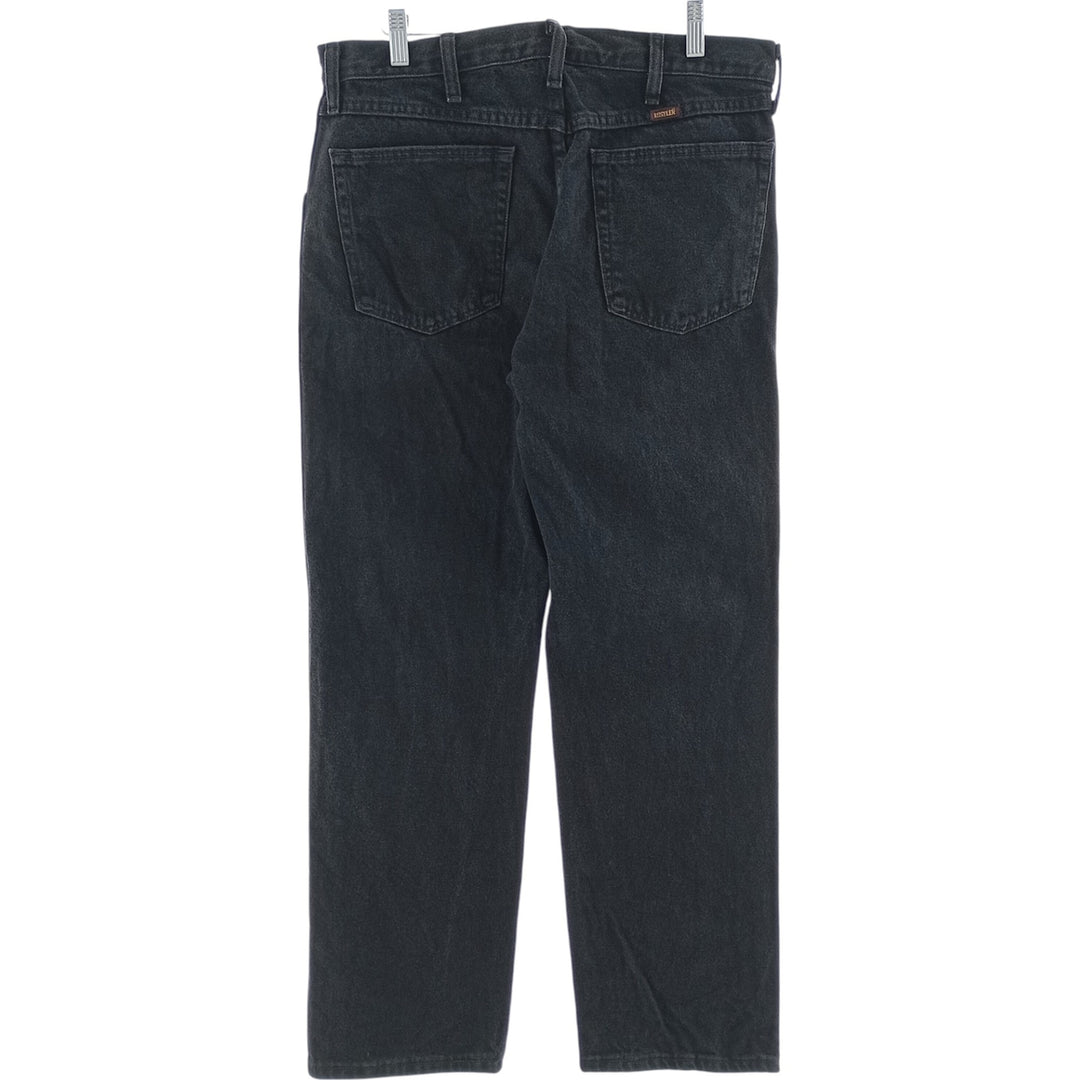 Rustler Black Denim Straight Denim Pants for Men, W34 equivalent cotton black type Vintage Second Hand