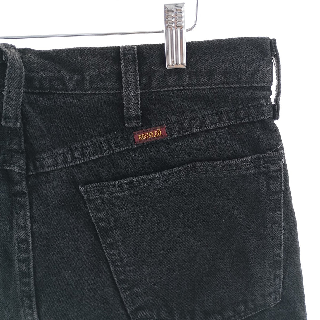 Rustler Black Denim Straight Denim Pants for Men, W34 equivalent cotton black type Vintage Second Hand