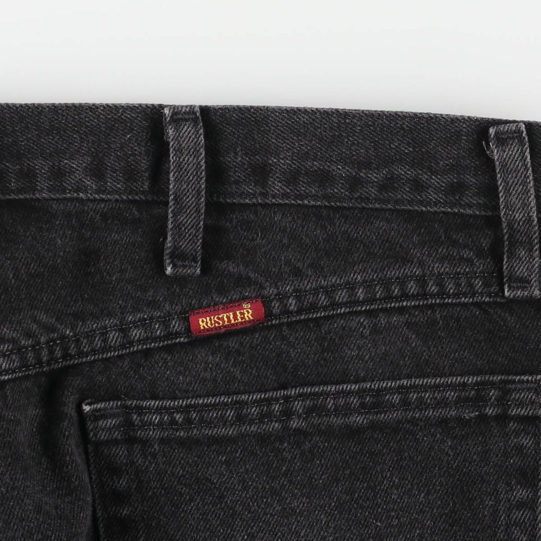 Rustler Black Denim Straight Denim Pants for Men, W35 equivalent cotton black type Vintage Second Hand