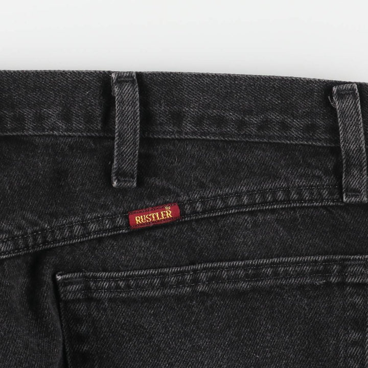 Rustler Black Denim Straight Denim Pants for Men, W35 equivalent cotton black type Vintage Second Hand
