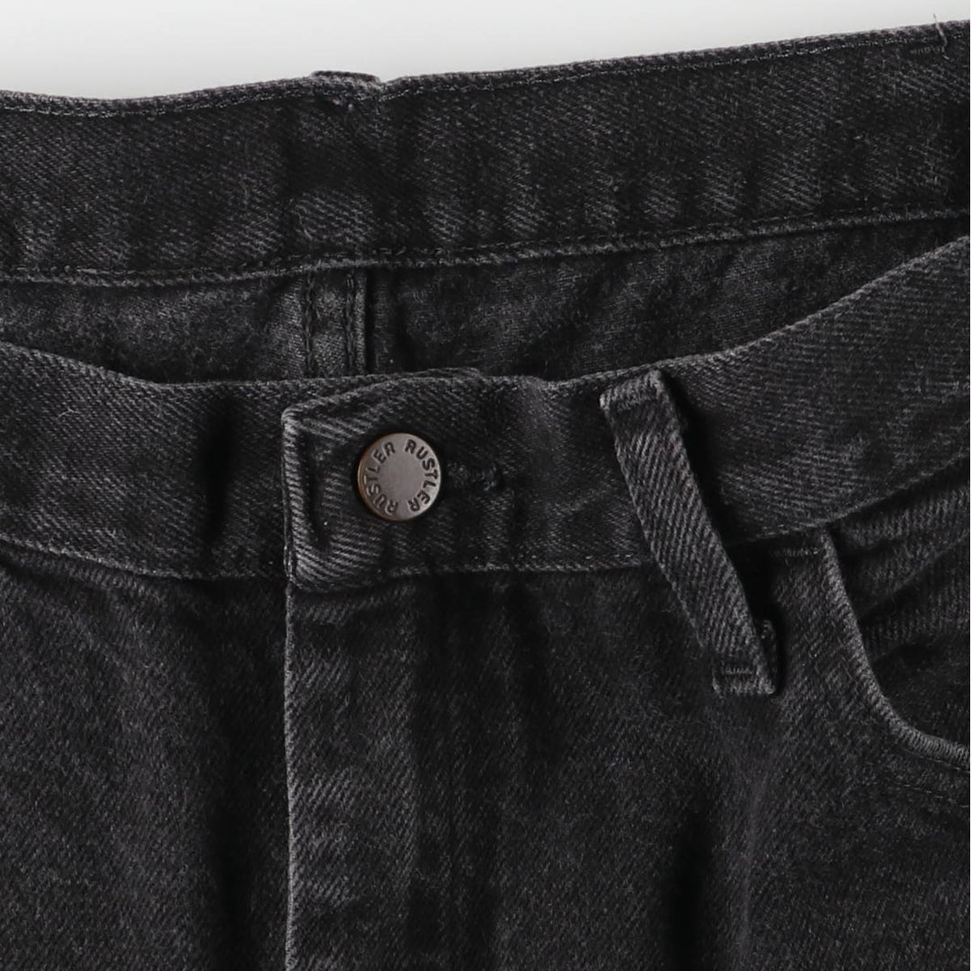 Rustler Black Denim Straight Denim Pants for Men, W35 equivalent cotton black type Vintage Second Hand