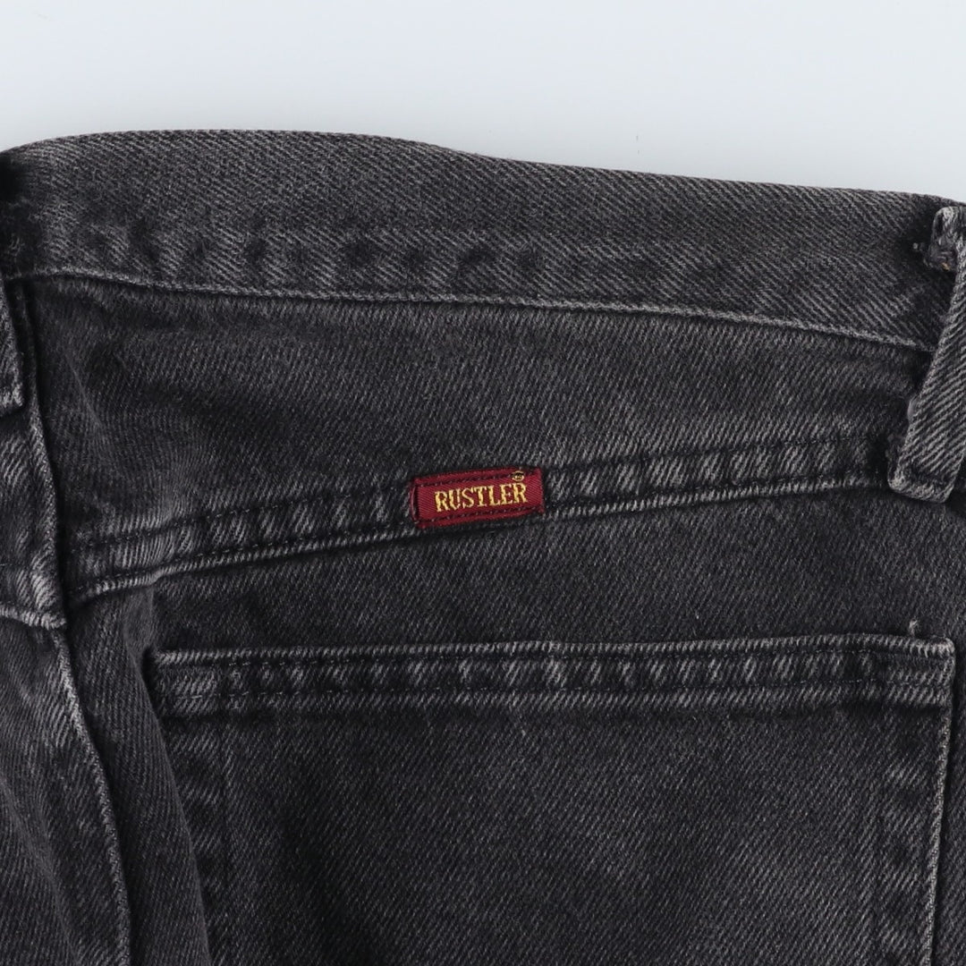 Rustler Black Denim Straight Denim Pants for Men, W32 equivalent cotton black type Vintage Second Hand