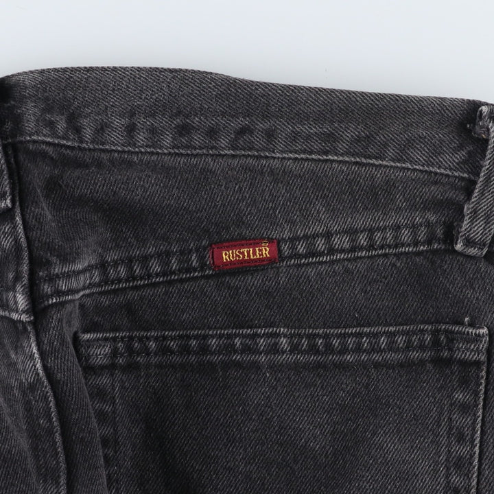 Rustler Black Denim Straight Denim Pants for Men, W32 equivalent cotton black type Vintage Second Hand