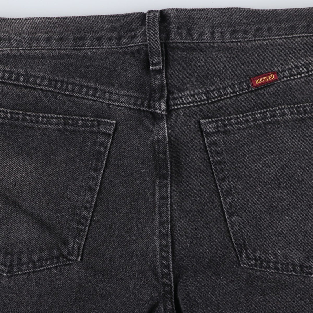 Rustler Black Denim Straight Denim Pants for Men, W32 equivalent cotton black type Vintage Second Hand