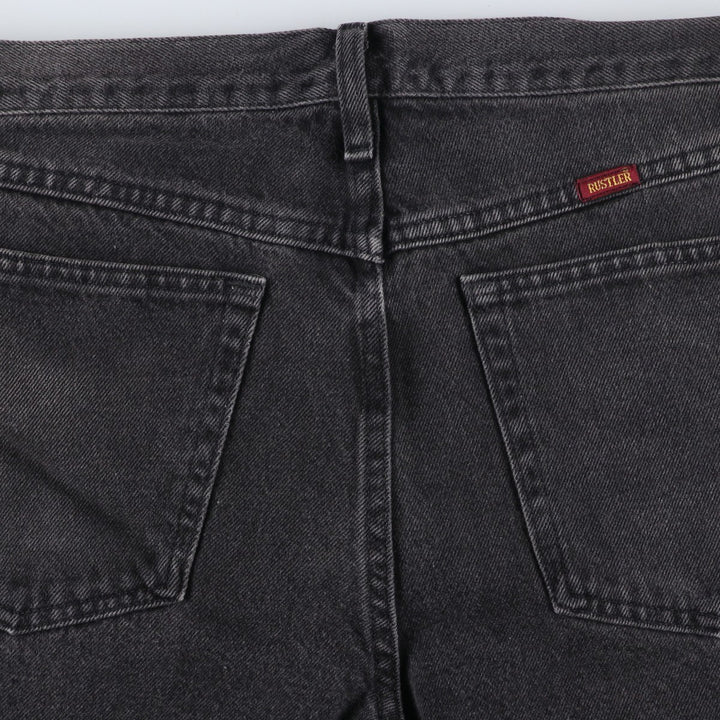 Rustler Black Denim Straight Denim Pants for Men, W32 equivalent cotton black type Vintage Second Hand