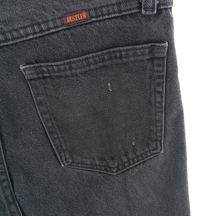 Rustler Black Denim Straight Denim Pants for Men, W30 equivalent cotton black type Vintage Second Hand
