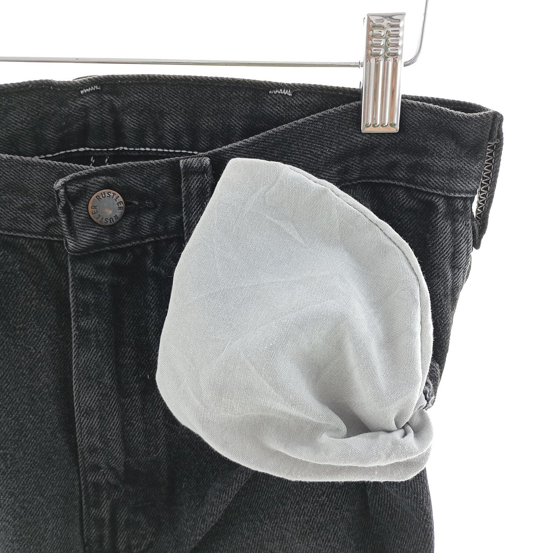 Rustler Black Denim Straight Denim Pants for Men, W30 equivalent cotton black type Vintage Second Hand