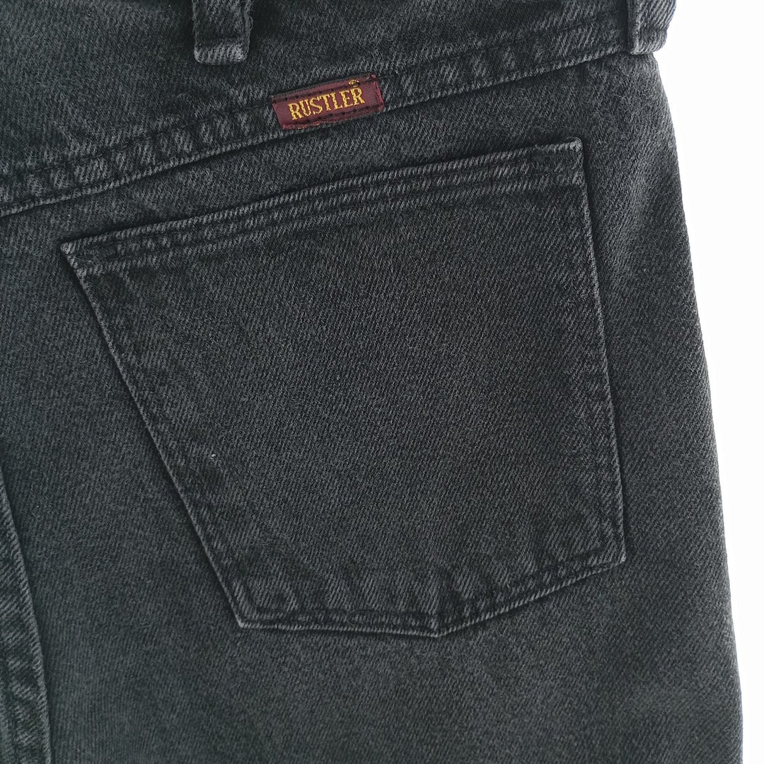 Rustler Black Denim Straight Denim Pants for Men, W30 equivalent cotton black type Vintage Second Hand