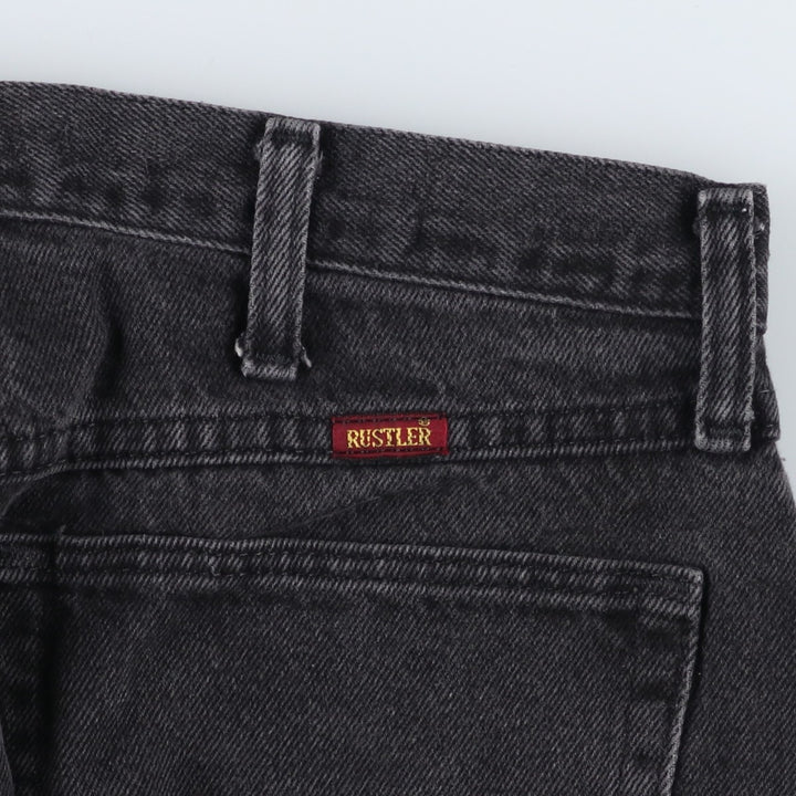 Rustler Black Denim Straight Denim Pants for Men, W32 equivalent cotton black type Vintage Second Hand
