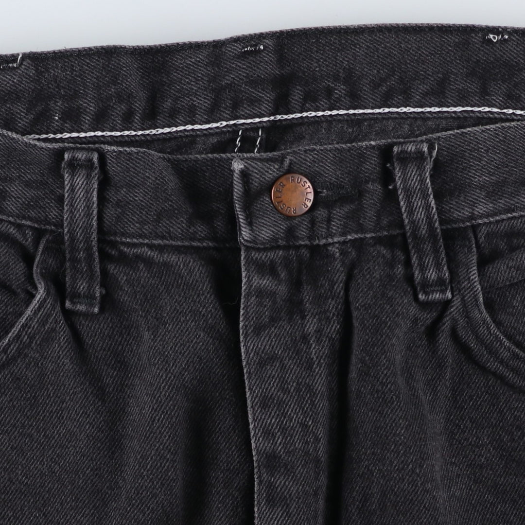 Rustler Black Denim Straight Denim Pants for Men, W32 equivalent cotton black type Vintage Second Hand