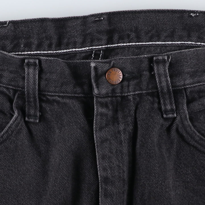Rustler Black Denim Straight Denim Pants for Men, W32 equivalent cotton black type Vintage Second Hand