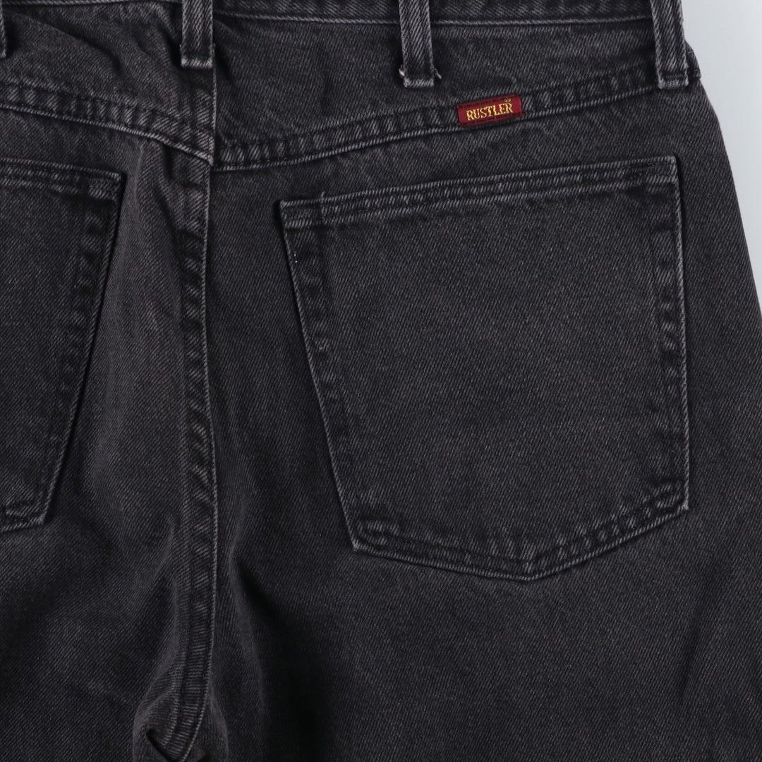 Rustler Black Denim Straight Denim Pants for Men, W32 equivalent cotton black type Vintage Second Hand