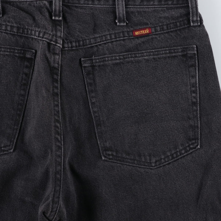 Rustler Black Denim Straight Denim Pants for Men, W32 equivalent cotton black type Vintage Second Hand