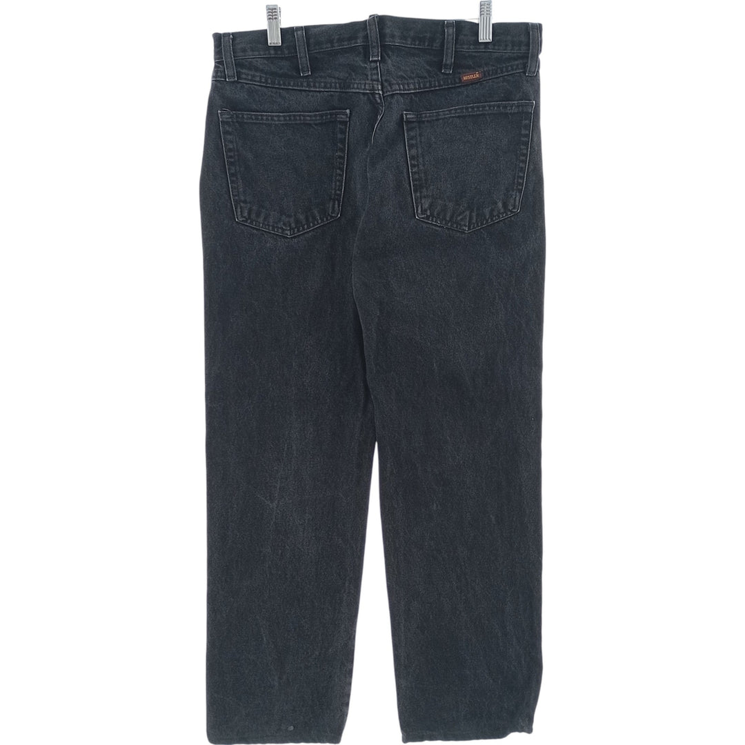 Rustler Black Denim Straight Denim Pants for Men, W34 equivalent cotton black type Vintage Second Hand