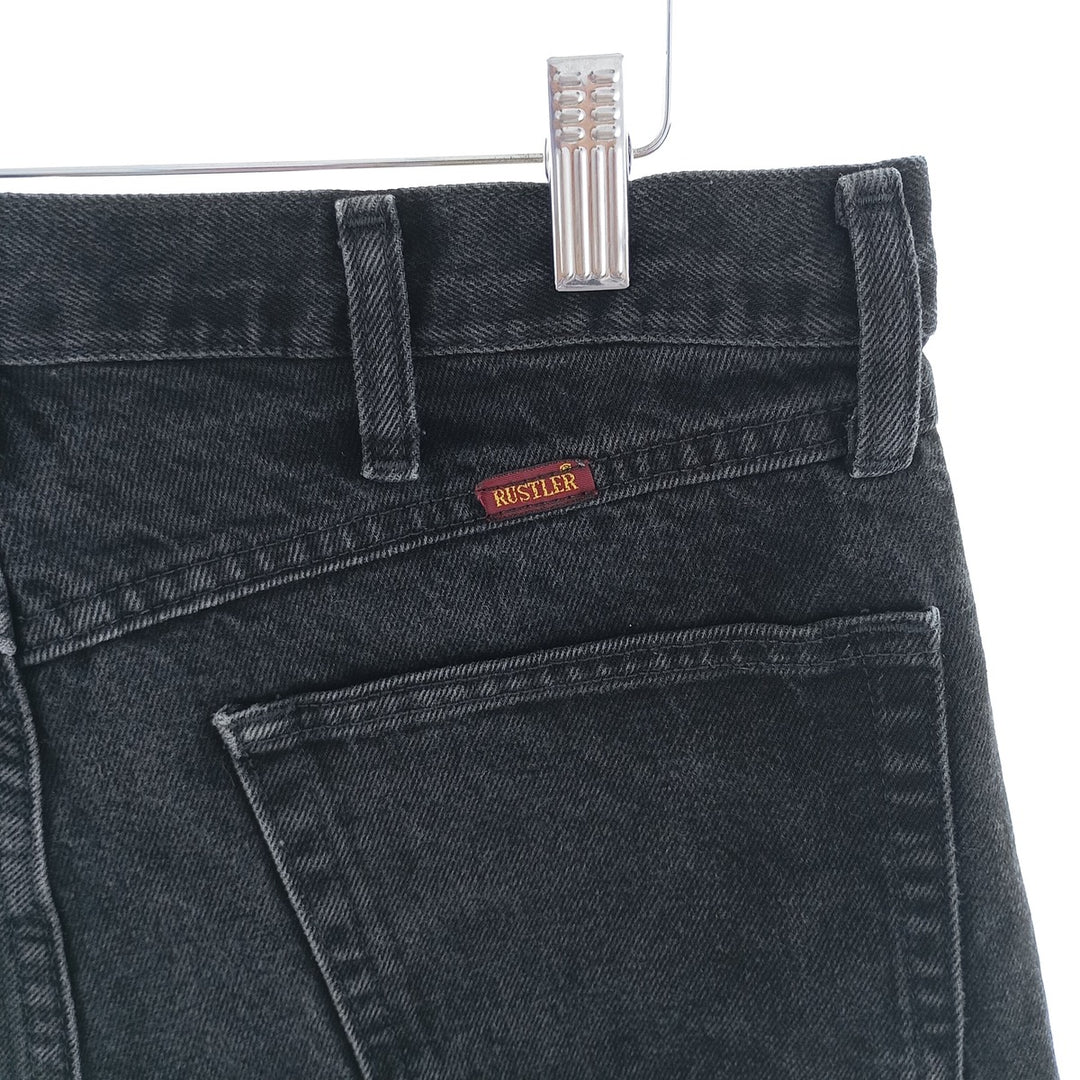 Rustler Black Denim Straight Denim Pants for Men, W34 equivalent cotton black type Vintage Second Hand