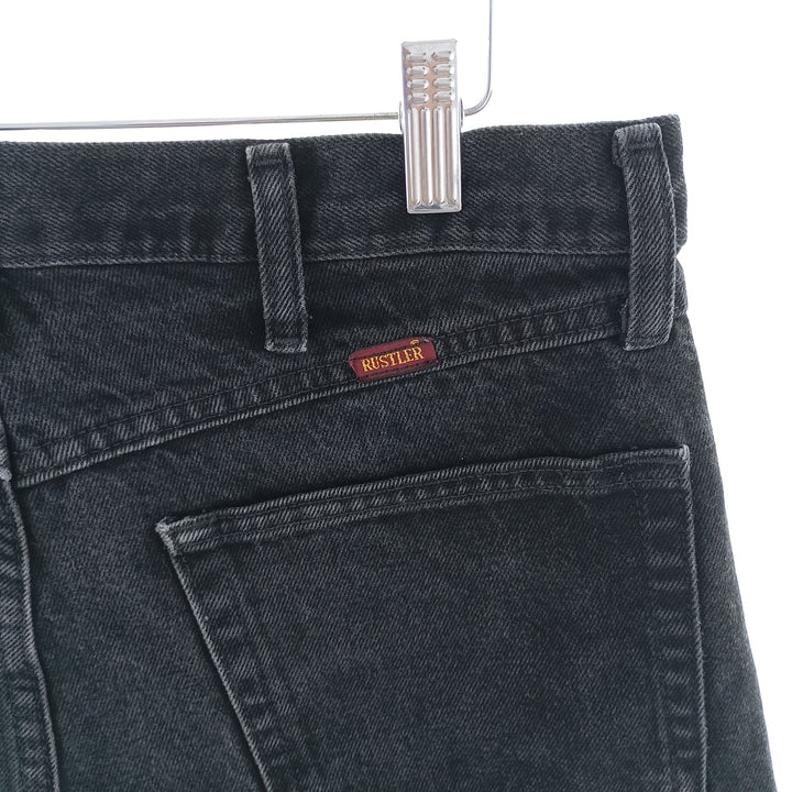 Rustler Black Denim Straight Denim Pants for Men, W34 equivalent cotton black type Vintage Second Hand