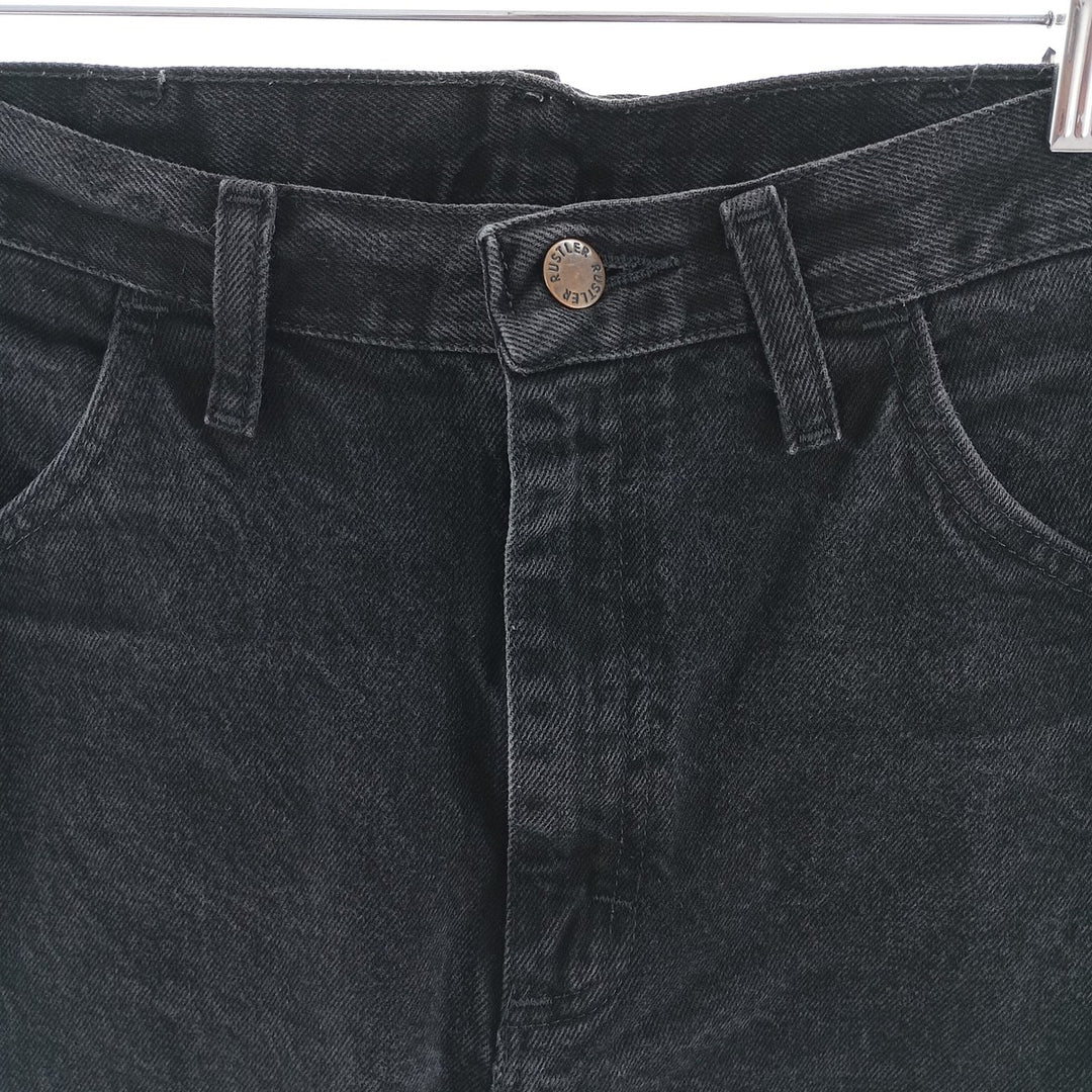 Rustler Black Denim Straight Denim Pants for Men, W34 equivalent cotton black type Vintage Second Hand