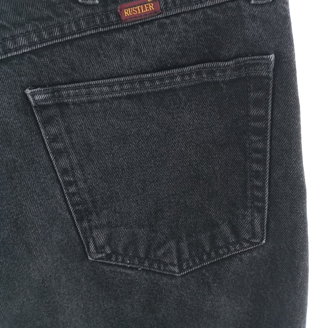 Rustler Black Denim Straight Denim Pants for Men, W34 equivalent cotton black type Vintage Second Hand