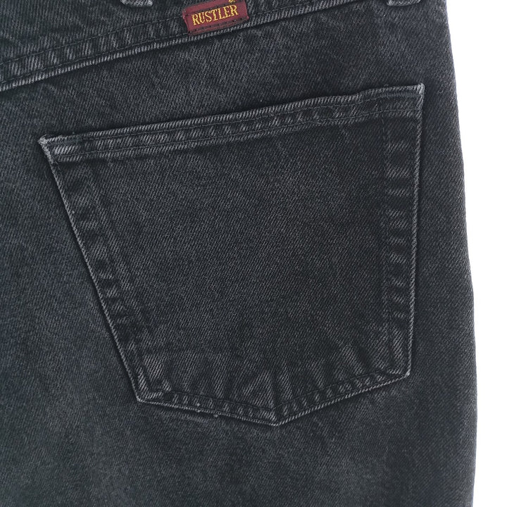 Rustler Black Denim Straight Denim Pants for Men, W34 equivalent cotton black type Vintage Second Hand
