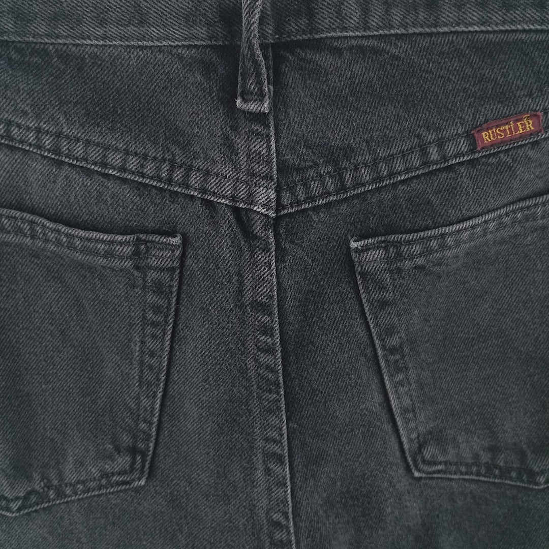 Rustler Black Denim Tapered Denim Pants, Men's Size W29 cotton black type Vintage Second Hand