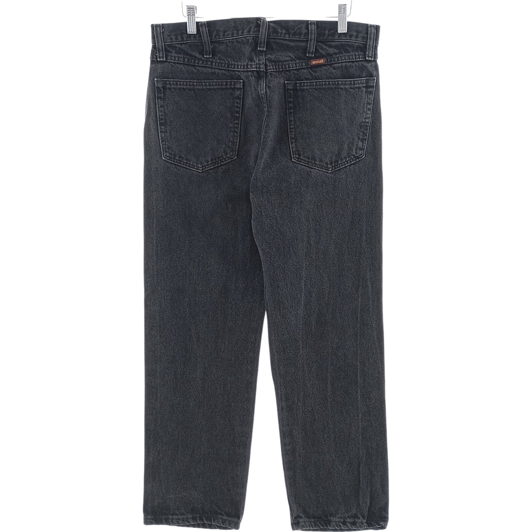 Rustler Black Denim Straight Denim Pants for Men, W33 equivalent cotton black type Vintage Second Hand
