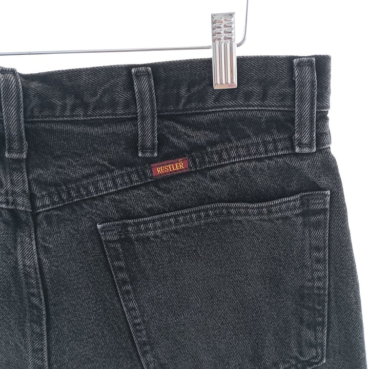 Rustler Black Denim Straight Denim Pants for Men, W33 equivalent cotton black type Vintage Second Hand