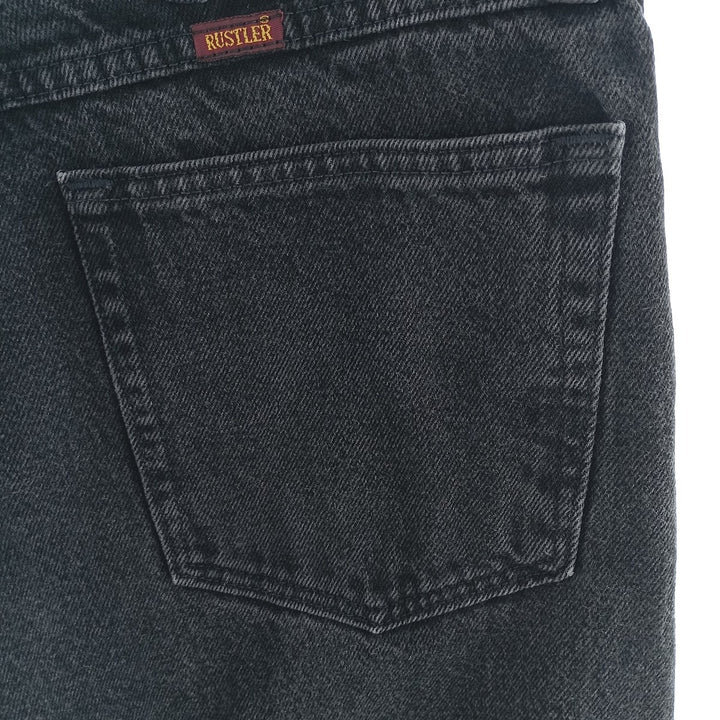 Rustler Black Denim Straight Denim Pants for Men, W33 equivalent cotton black type Vintage Second Hand
