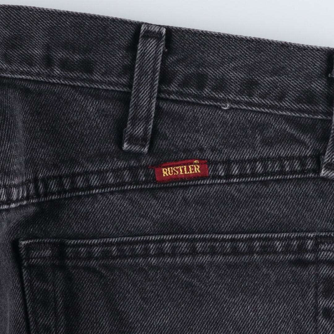 Rustler Black Denim Straight Denim Pants for Men, W33 equivalent cotton black type Vintage Second Hand