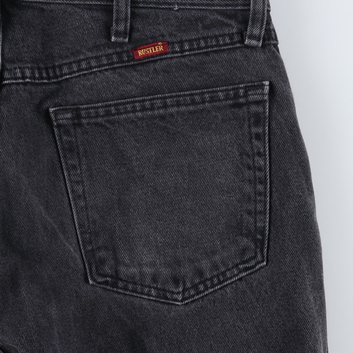 Rustler Black Denim Straight Denim Pants for Men, W33 equivalent cotton black type Vintage Second Hand